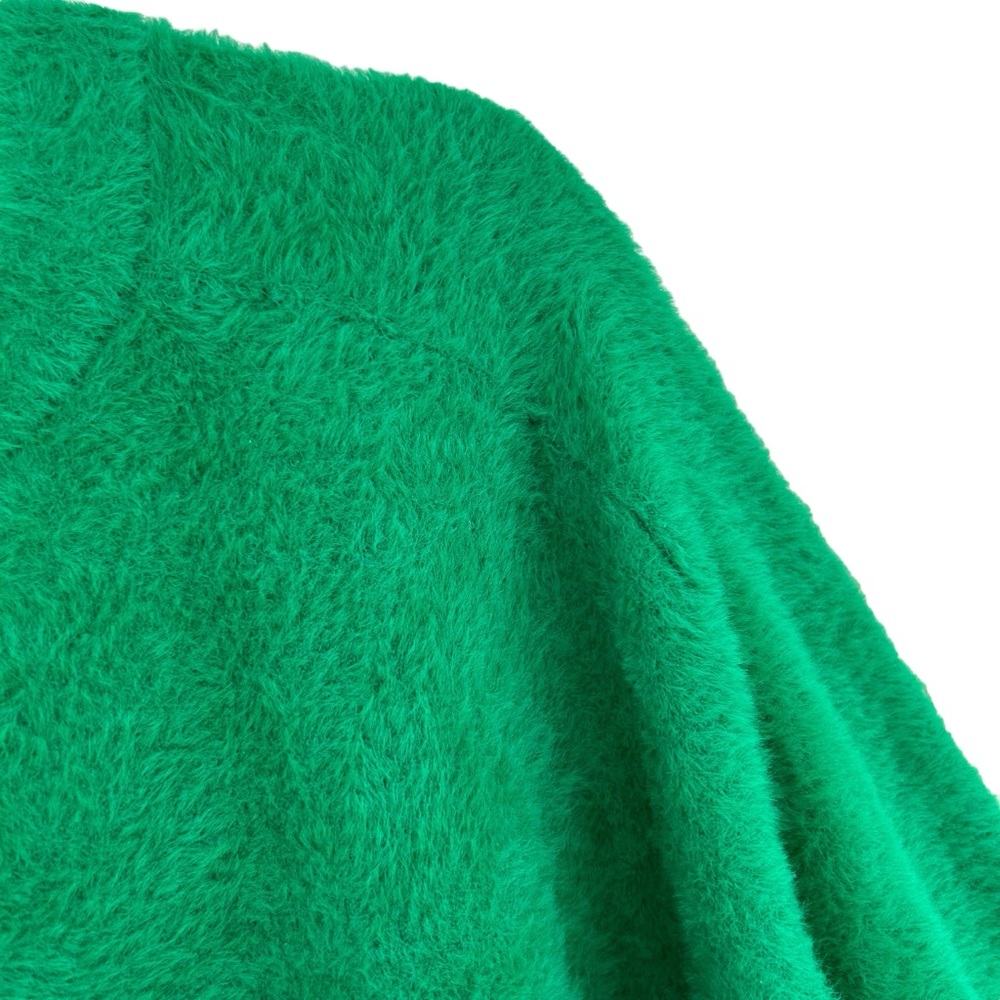 AERIE Green Flurry Fuzzy Green Crew Sweater XL - Picture 4 of 9